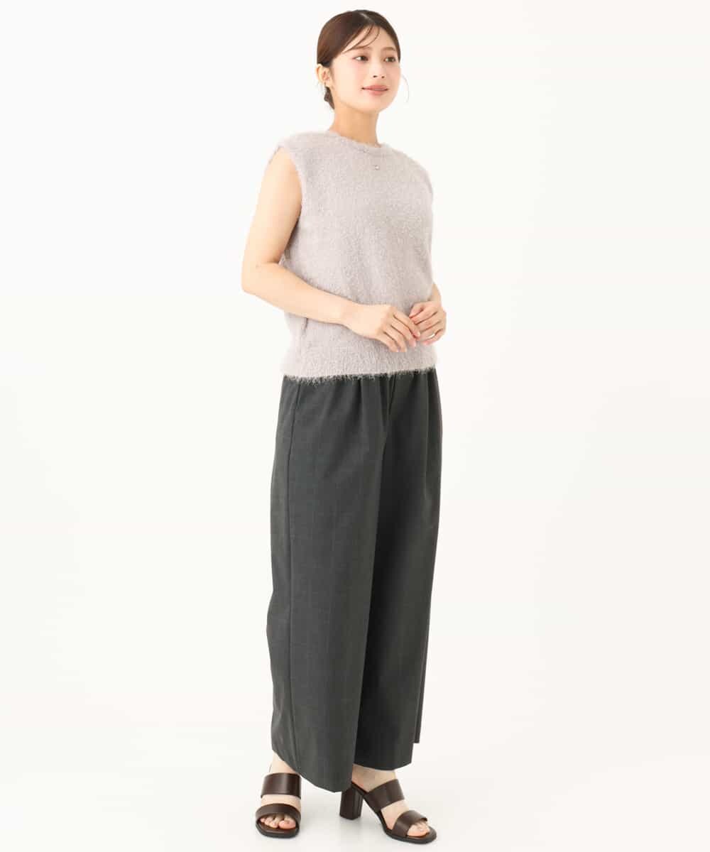 F1FJD22120 MK MICHEL KLEIN(小さいサイズ)(メゾン ドゥ サンク) 【小さいサイズ】[洗える]前後2wayシャギーニットジレ ピンクグレージュ