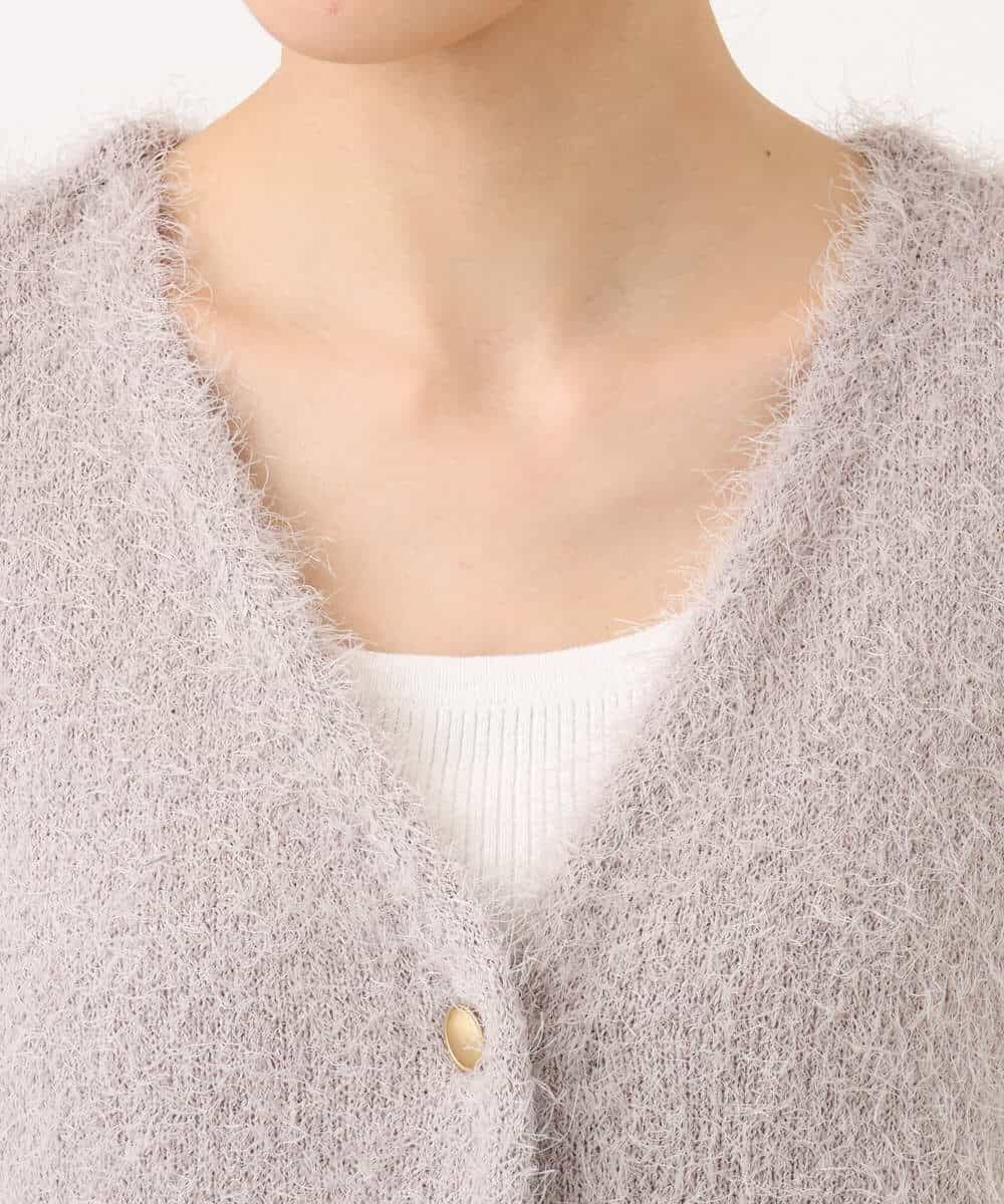 F1FJD22120 MK MICHEL KLEIN(小さいサイズ)(メゾン ドゥ サンク) 【小さいサイズ】[洗える]前後2wayシャギーニットジレ ピンクグレージュ