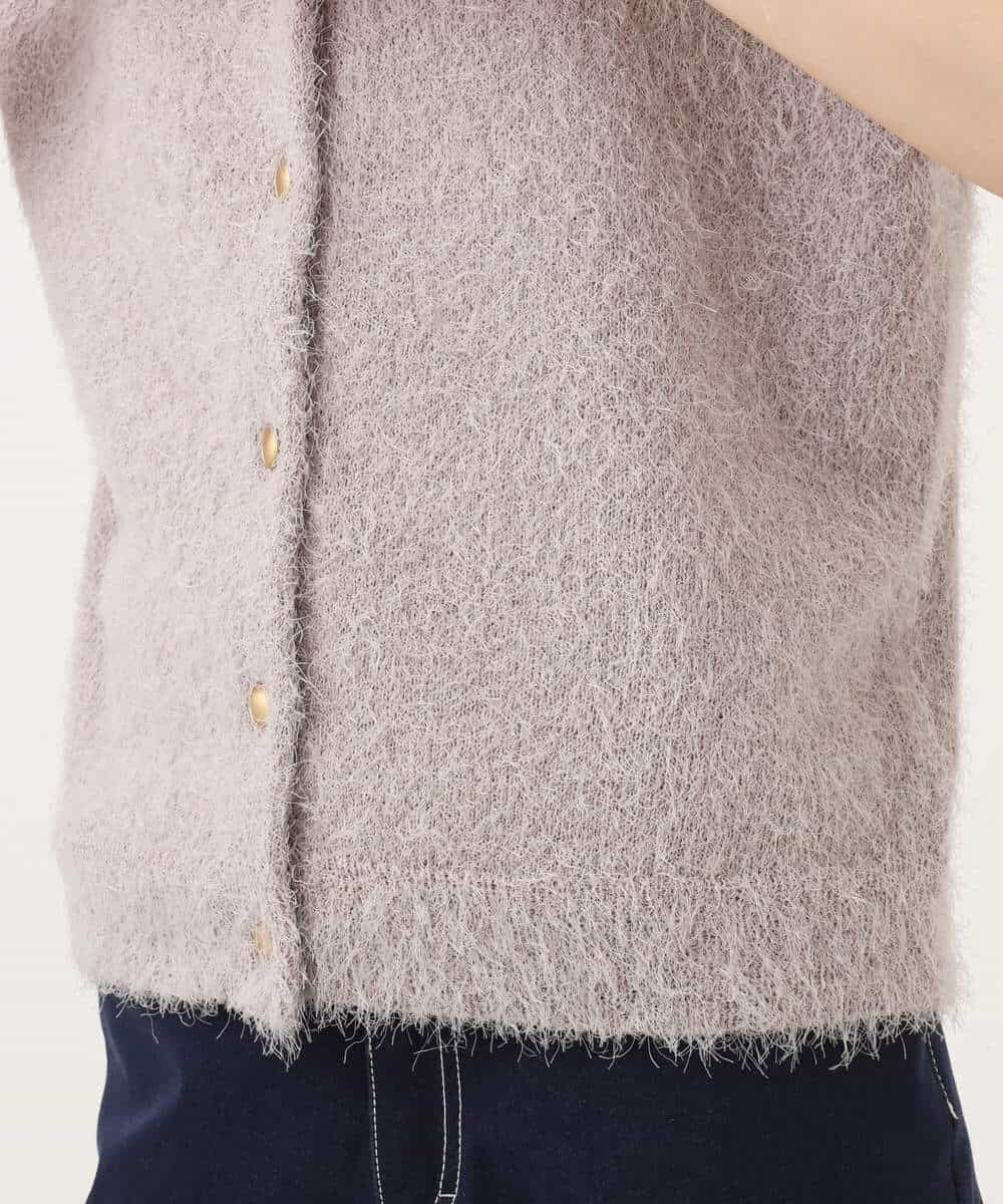F1FJD22120 MK MICHEL KLEIN(小さいサイズ)(メゾン ドゥ サンク) 【小さいサイズ】[洗える]前後2wayシャギーニットジレ ピンクグレージュ