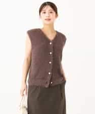 F1FJD22120 MK MICHEL KLEIN(小さいサイズ)(メゾン ドゥ サンク) 【小さいサイズ】[洗える]前後2wayシャギーニットジレ ブラウン