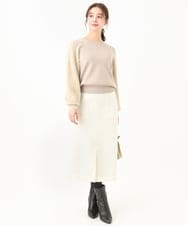 F1HAA52170 MK MICHEL KLEIN(小さいサイズ)(メゾン ドゥ サンク) 【小さいサイズ】ウールライクカーゴスカート/洗える アイボリー