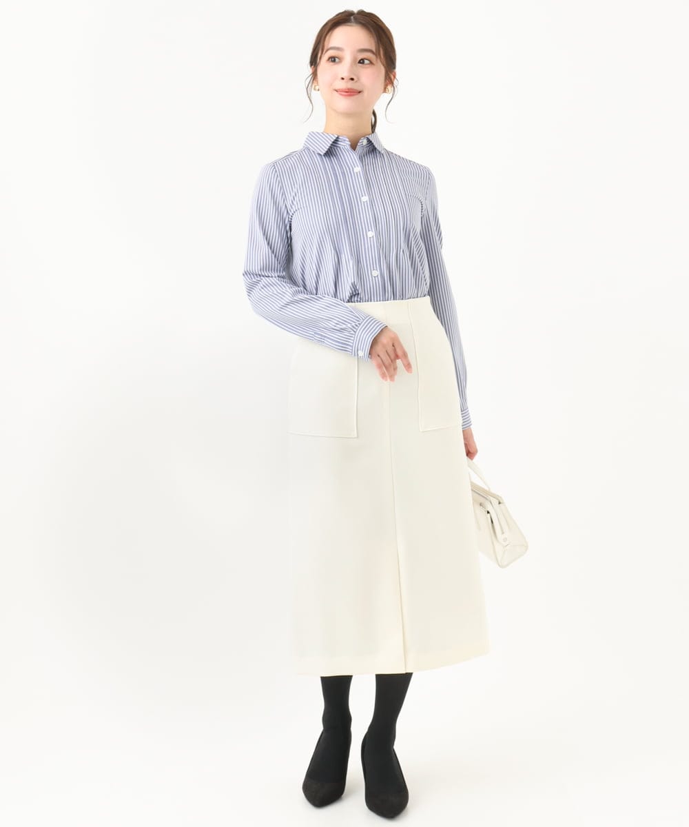 F1HAA52170 MK MICHEL KLEIN(小さいサイズ)(メゾン ドゥ サンク) 【小さいサイズ】ウールライクカーゴスカート/洗える アイボリー