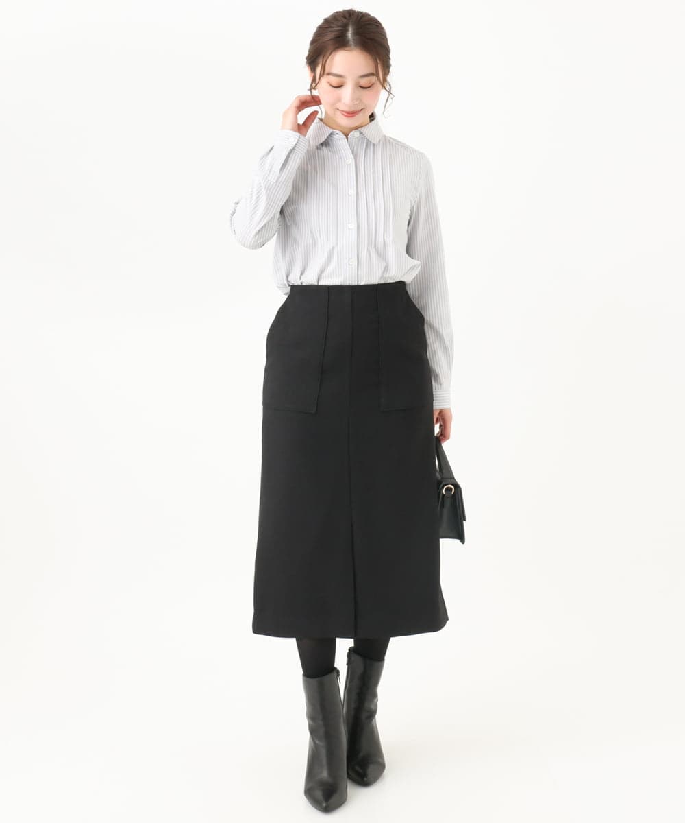 F1HAA52170 MK MICHEL KLEIN(小さいサイズ)(メゾン ドゥ サンク) 【小さいサイズ】ウールライクカーゴスカート/洗える アイボリー