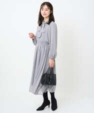 F1HAD04140 MK MICHEL KLEIN(小さいサイズ)(メゾン ドゥ サンク) 【小さいサイズ】チェック柄シフォンスカート/洗濯機で洗える ブラック