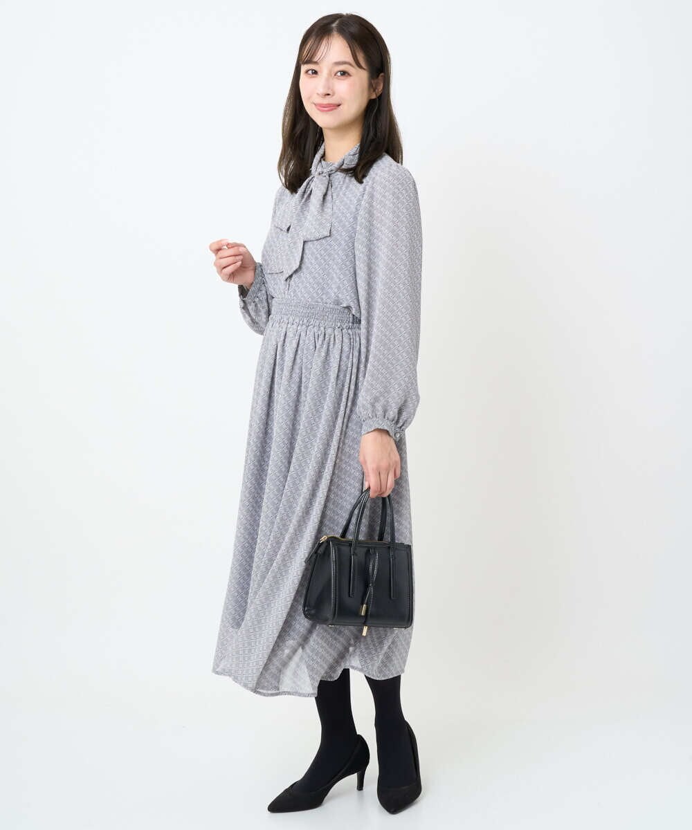 F1HAD04140 MK MICHEL KLEIN(小さいサイズ)(メゾン ドゥ サンク) 【小さいサイズ】チェック柄シフォンスカート/洗濯機で洗える ブラック