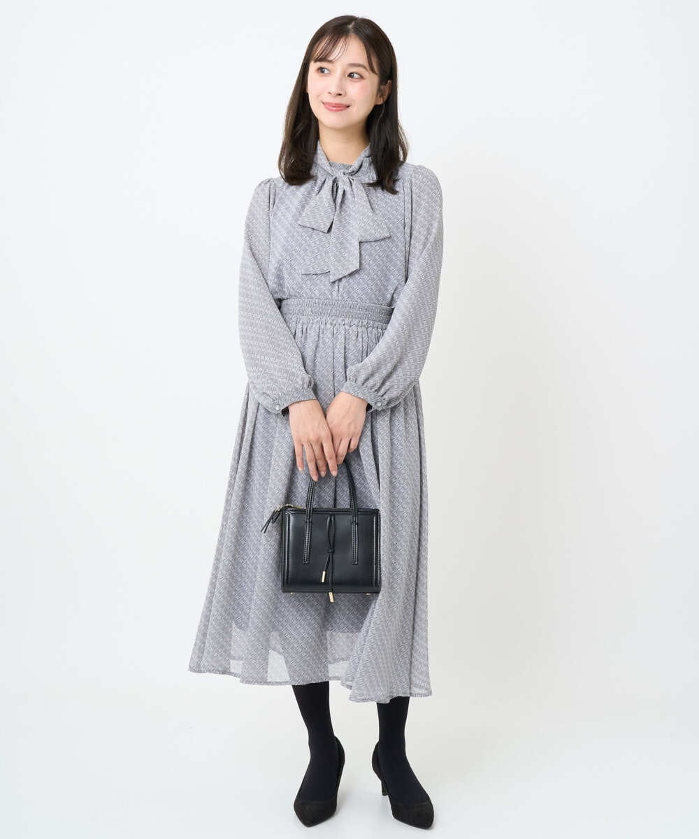 F1HAD04140 MK MICHEL KLEIN(小さいサイズ)(メゾン ドゥ サンク) 【小さいサイズ】チェック柄シフォンスカート/洗濯機で洗える ブラック