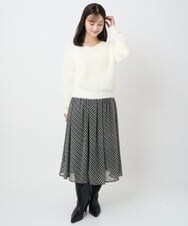 F1HAD04140 MK MICHEL KLEIN(小さいサイズ)(メゾン ドゥ サンク) 【小さいサイズ】チェック柄シフォンスカート/洗濯機で洗える ブラック
