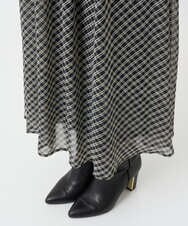 F1HAD04140 MK MICHEL KLEIN(小さいサイズ)(メゾン ドゥ サンク) 【小さいサイズ】チェック柄シフォンスカート/洗濯機で洗える ブラック