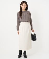 F1HBD58170 MK MICHEL KLEIN(小さいサイズ)(メゾン ドゥ サンク) 【小さいサイズ】ループネップツイードIラインスカート/洗える アイボリー