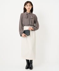 F1HBD58170 MK MICHEL KLEIN(小さいサイズ)(メゾン ドゥ サンク) 【小さいサイズ】ループネップツイードIラインスカート/洗える アイボリー