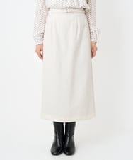 F1HBD58170 MK MICHEL KLEIN(小さいサイズ)(メゾン ドゥ サンク) 【小さいサイズ】ループネップツイードIラインスカート/洗える アイボリー