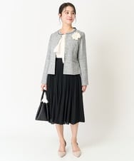 F1HDA12150 MK MICHEL KLEIN(小さいサイズ)(メゾン ドゥ サンク) 【小さいサイズ】リバーシブルシフォンプリーツスカート/丈の長さが選べる/洗える ネイビー