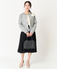 F1HDA12150 MK MICHEL KLEIN(小さいサイズ)(メゾン ドゥ サンク) 【小さいサイズ】リバーシブルシフォンプリーツスカート/丈の長さが選べる/洗える ネイビー