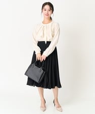 F1HDA12150 MK MICHEL KLEIN(小さいサイズ)(メゾン ドゥ サンク) 【小さいサイズ】リバーシブルシフォンプリーツスカート/丈の長さが選べる/洗える ネイビー