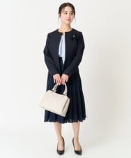 F1HDA12150 MK MICHEL KLEIN(小さいサイズ)(メゾン ドゥ サンク) 【小さいサイズ】リバーシブルシフォンプリーツスカート/丈の長さが選べる/洗える ネイビー