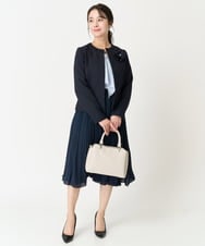 F1HDA12150 MK MICHEL KLEIN(小さいサイズ)(メゾン ドゥ サンク) 【小さいサイズ】リバーシブルシフォンプリーツスカート/丈の長さが選べる/洗える ネイビー