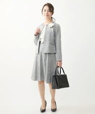 F1HDV91150 MK MICHEL KLEIN(小さいサイズ)(メゾン ドゥ サンク) 【小さいサイズ】ラメツイードフレアスカート/洗える ネイビー