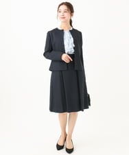 F1HDV91150 MK MICHEL KLEIN(小さいサイズ)(メゾン ドゥ サンク) 【小さいサイズ】ラメツイードフレアスカート/洗える ネイビー