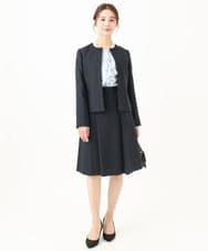 F1HDV91150 MK MICHEL KLEIN(小さいサイズ)(メゾン ドゥ サンク) 【小さいサイズ】ラメツイードフレアスカート/洗える ネイビー