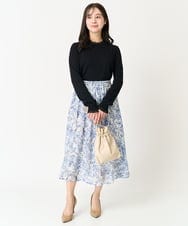 F1HFA07140 MK MICHEL KLEIN(小さいサイズ)(メゾン ドゥ サンク) 【小さいサイズ】花柄シフォンスカート/丈の長さが選べる/洗える/セットアップ対応 アイボリー