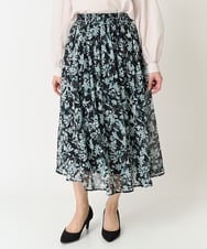 F1HFA07140 MK MICHEL KLEIN(小さいサイズ)(メゾン ドゥ サンク) 【小さいサイズ】花柄シフォンスカート/丈の長さが選べる/洗える/セットアップ対応 アイボリー