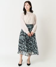 F1HFA07140 MK MICHEL KLEIN(小さいサイズ)(メゾン ドゥ サンク) 【小さいサイズ】花柄シフォンスカート/丈の長さが選べる/洗える/セットアップ対応 アイボリー