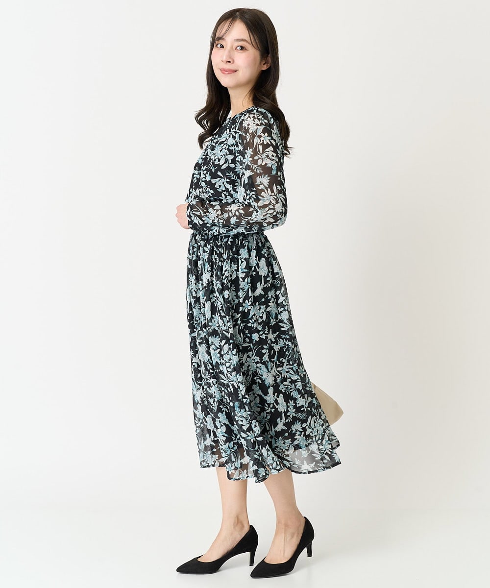 F1HFA07140 MK MICHEL KLEIN(小さいサイズ)(メゾン ドゥ サンク) 【小さいサイズ】花柄シフォンスカート/丈の長さが選べる/洗える/セットアップ対応 アイボリー