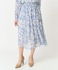 F1HFA07140 MK MICHEL KLEIN(小さいサイズ)(メゾン ドゥ サンク) 【小さいサイズ】花柄シフォンスカート/丈の長さが選べる/洗える/セットアップ対応 アイボリー