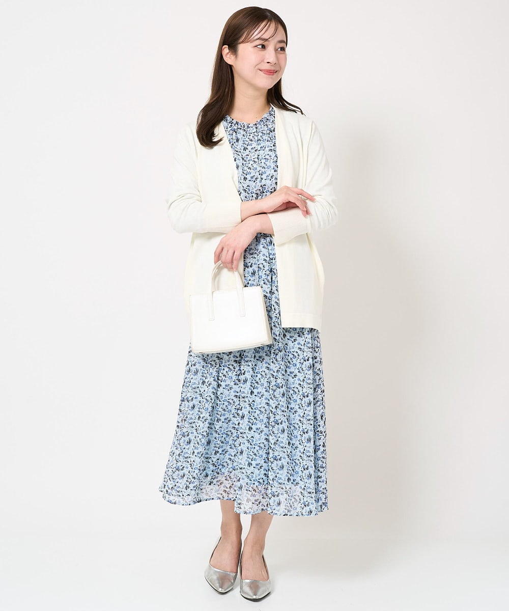 F1HFA09140 MK MICHEL KLEIN(小さいサイズ)(メゾン ドゥ サンク) 【小さいサイズ】花柄シフォンスカート/丈の長さが選べる/洗える/セットアップ対応 ライトブルー