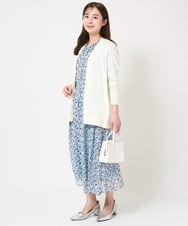 F1HFA09140 MK MICHEL KLEIN(小さいサイズ)(メゾン ドゥ サンク) 【小さいサイズ】花柄シフォンスカート/丈の長さが選べる/洗える/セットアップ対応 ライトブルー