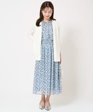 F1HFA09140 MK MICHEL KLEIN(小さいサイズ)(メゾン ドゥ サンク) 【小さいサイズ】花柄シフォンスカート/丈の長さが選べる/洗える/セットアップ対応 ライトブルー
