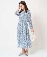 F1HFA09140 MK MICHEL KLEIN(小さいサイズ)(メゾン ドゥ サンク) 【小さいサイズ】花柄シフォンスカート/丈の長さが選べる/洗える/セットアップ対応 ライトブルー