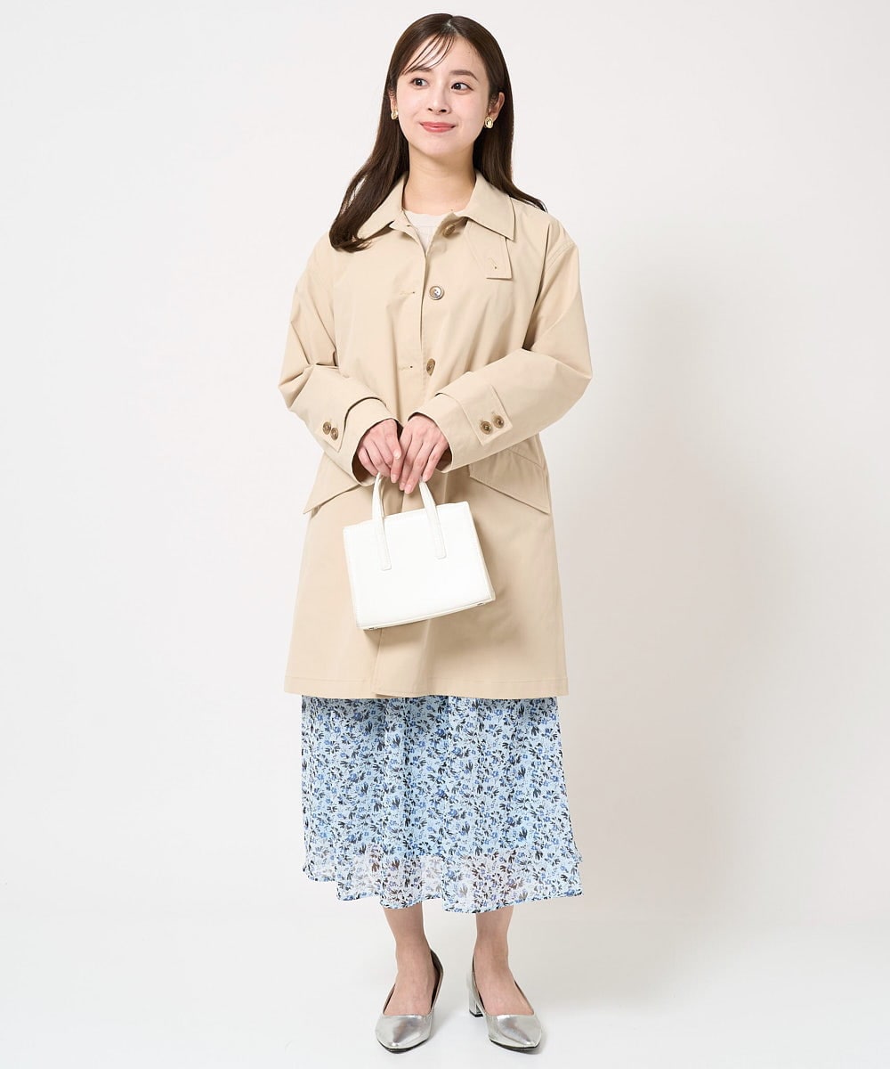 F1HFA09140 MK MICHEL KLEIN(小さいサイズ)(メゾン ドゥ サンク) 【小さいサイズ】花柄シフォンスカート/丈の長さが選べる/洗える/セットアップ対応 ライトブルー