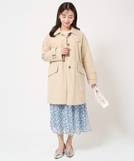 F1HFA09140 MK MICHEL KLEIN(小さいサイズ)(メゾン ドゥ サンク) 【小さいサイズ】花柄シフォンスカート/丈の長さが選べる/洗える/セットアップ対応 ライトブルー