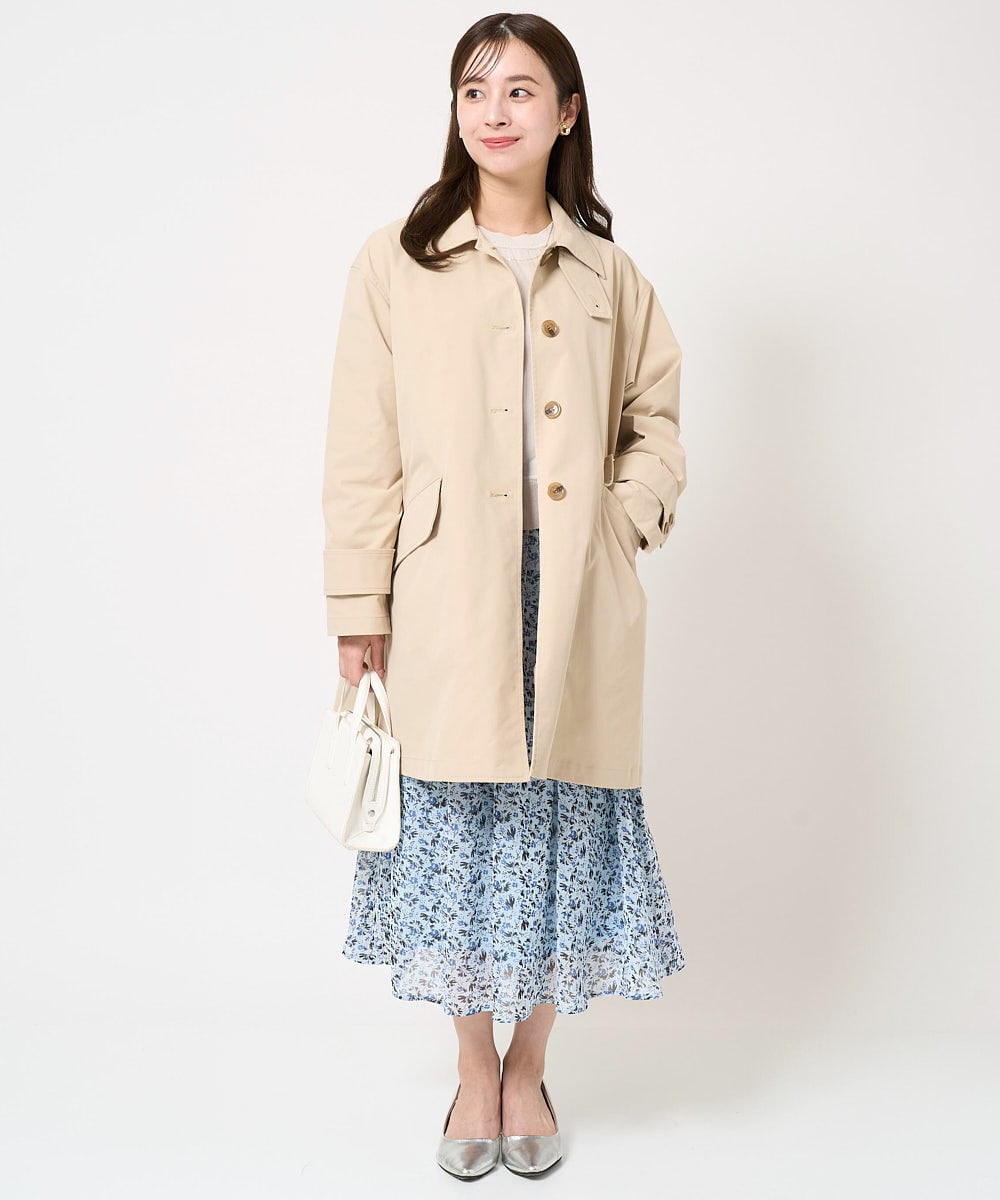 F1HFA09140 MK MICHEL KLEIN(小さいサイズ)(メゾン ドゥ サンク) 【小さいサイズ】花柄シフォンスカート/丈の長さが選べる/洗える/セットアップ対応 ライトブルー