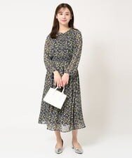 F1HFA09140 MK MICHEL KLEIN(小さいサイズ)(メゾン ドゥ サンク) 【小さいサイズ】花柄シフォンスカート/丈の長さが選べる/洗える/セットアップ対応 ライトブルー