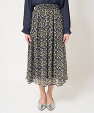 F1HFA09140 MK MICHEL KLEIN(小さいサイズ)(メゾン ドゥ サンク) 【小さいサイズ】花柄シフォンスカート/丈の長さが選べる/洗える/セットアップ対応 ライトブルー
