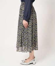 F1HFA09140 MK MICHEL KLEIN(小さいサイズ)(メゾン ドゥ サンク) 【小さいサイズ】花柄シフォンスカート/丈の長さが選べる/洗える/セットアップ対応 ライトブルー