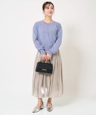 F1HFA25160 MK MICHEL KLEIN(小さいサイズ)(メゾン ドゥ サンク) 【小さいサイズ】シャイニーサテンスカート/洗える ブルー