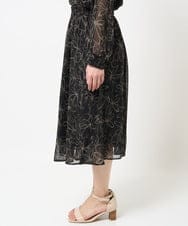F1HGA02140 MK MICHEL KLEIN(小さいサイズ)(メゾン ドゥ サンク) 【小さいサイズ】ラインフラワーシフォンスカート/丈の長さが選べる/洗える/セットアップ対応 ブラック