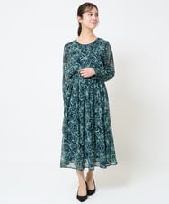 F1HGA02140 MK MICHEL KLEIN(小さいサイズ)(メゾン ドゥ サンク) 【小さいサイズ】ラインフラワーシフォンスカート/丈の長さが選べる/洗える/セットアップ対応 ブラック