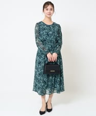F1HGA02140 MK MICHEL KLEIN(小さいサイズ)(メゾン ドゥ サンク) 【小さいサイズ】ラインフラワーシフォンスカート/丈の長さが選べる/洗える/セットアップ対応 ブラック