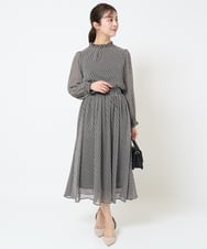 F1HGA03140 MK MICHEL KLEIN(小さいサイズ)(メゾン ドゥ サンク) 【小さいサイズ】幾何柄シフォンスカート/丈の長さが選べる/洗える/セットアップ対応 ベージュ