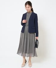 F1HGA03140 MK MICHEL KLEIN(小さいサイズ)(メゾン ドゥ サンク) 【小さいサイズ】幾何柄シフォンスカート/丈の長さが選べる/洗える/セットアップ対応 ベージュ