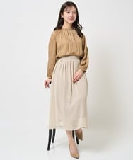F1HGA03140 MK MICHEL KLEIN(小さいサイズ)(メゾン ドゥ サンク) 【小さいサイズ】幾何柄シフォンスカート/丈の長さが選べる/洗える/セットアップ対応 ベージュ
