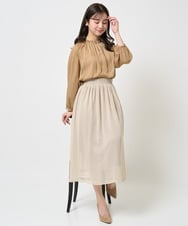 F1HGA03140 MK MICHEL KLEIN(小さいサイズ)(メゾン ドゥ サンク) 【小さいサイズ】幾何柄シフォンスカート/丈の長さが選べる/洗える/セットアップ対応 ベージュ