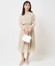 F1HGA03140 MK MICHEL KLEIN(小さいサイズ)(メゾン ドゥ サンク) 【小さいサイズ】幾何柄シフォンスカート/丈の長さが選べる/洗える/セットアップ対応 ベージュ