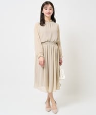 F1HGA03140 MK MICHEL KLEIN(小さいサイズ)(メゾン ドゥ サンク) 【小さいサイズ】幾何柄シフォンスカート/丈の長さが選べる/洗える/セットアップ対応 ベージュ