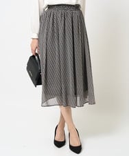 F1HGA03140 MK MICHEL KLEIN(小さいサイズ)(メゾン ドゥ サンク) 【小さいサイズ】幾何柄シフォンスカート/丈の長さが選べる/洗える/セットアップ対応 ベージュ