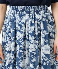 F1HGD03140 MK MICHEL KLEIN(小さいサイズ)(メゾン ドゥ サンク) 【小さいサイズ】花柄シフォンスカート/丈の長さが選べる/洗濯機で洗える/セットアップ対応 ブルー